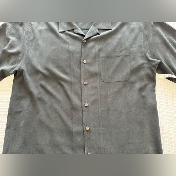TOMMY BAHAMA BLACK EMBROIDERED SILK CAMP SHIRT, XL - Picture 5 of 5